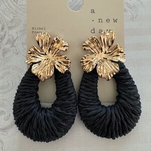 Gold and navy earrings